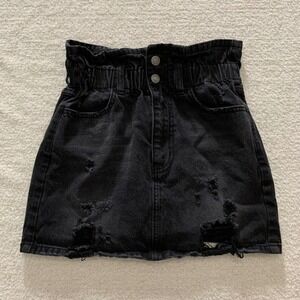Vervet Denim by Flying Monkey Mini Skirt Distressed‎ High Rise Black XS